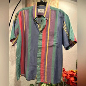 Givenchy Authentic Multicolor Stripe Button-Up Shirt - Size Men's Large
